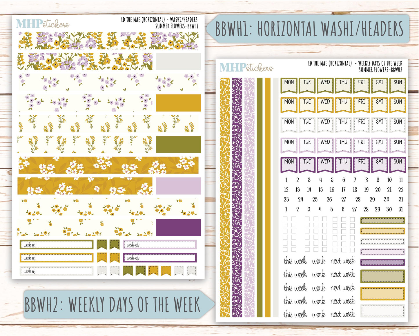 JUNE 2026 Stickers for the Mae & Kristy Laurel Denise Planners "Summer Flowers" || BB