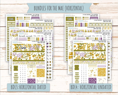 JUNE 2026 Stickers for the Mae & Kristy Laurel Denise Planners "Summer Flowers" || BB