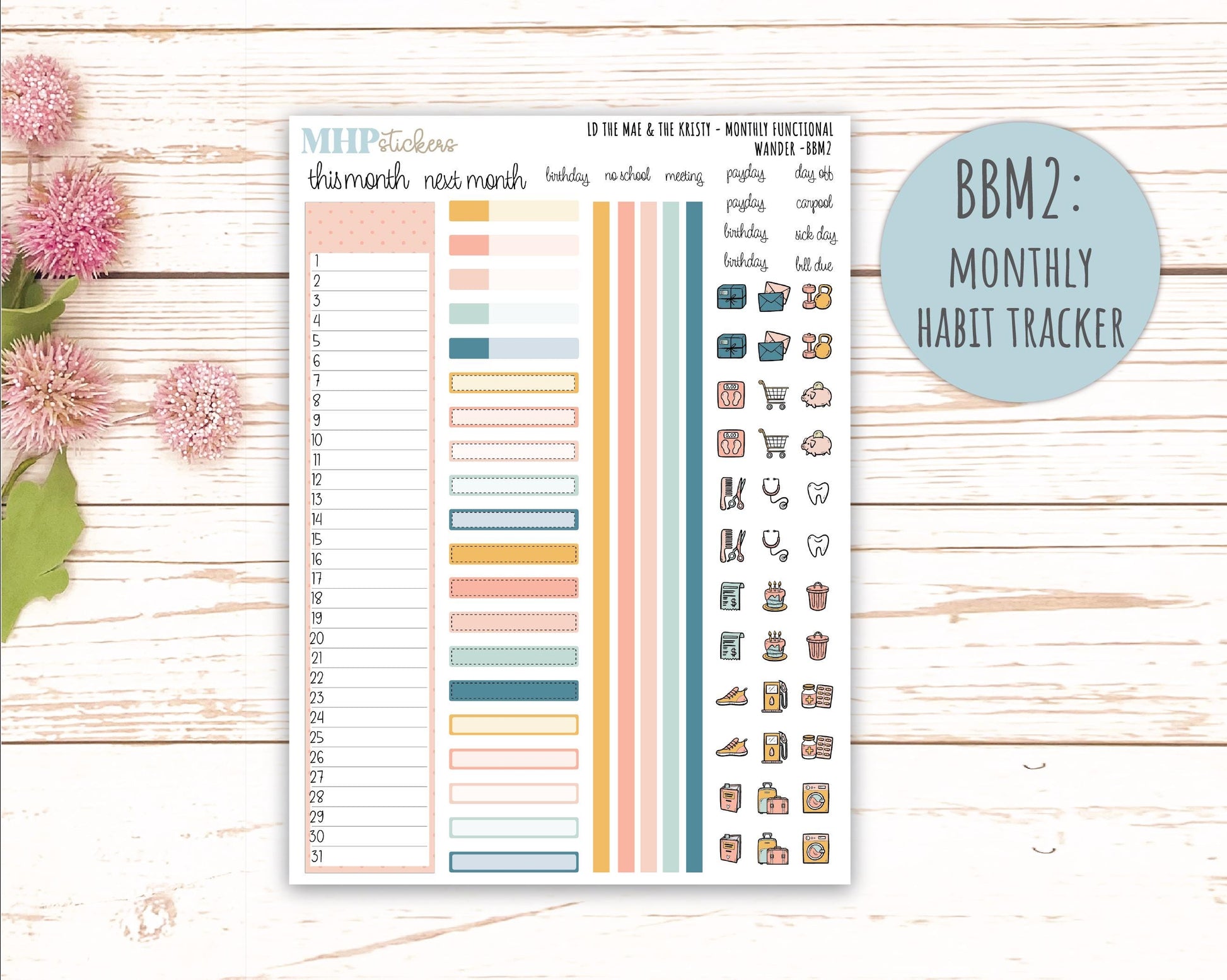 JUNE 2026 Stickers for the Mae & Kristy Laurel Denise Planners "Wander" || BB