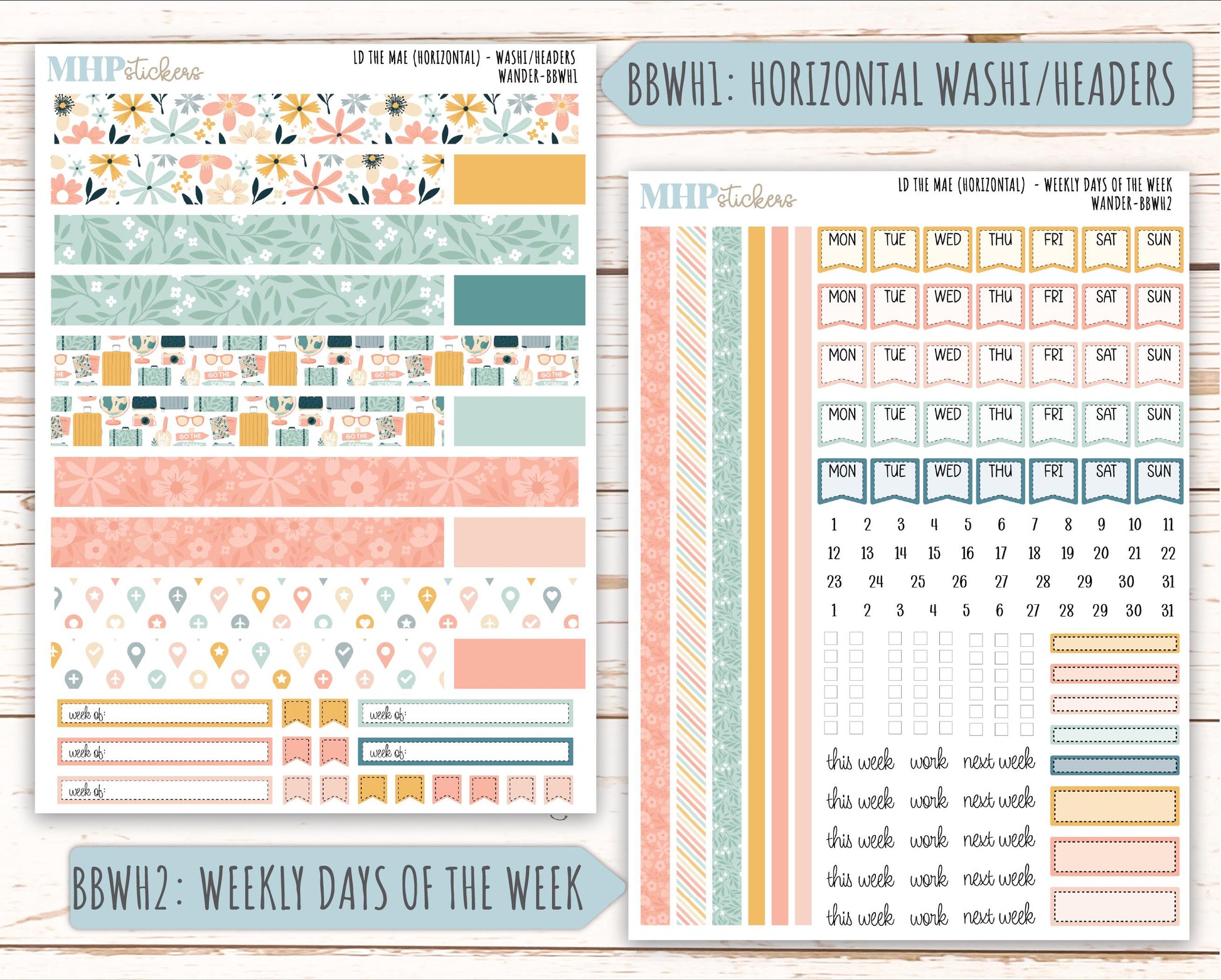 JUNE 2026 Stickers for the Mae & Kristy Laurel Denise Planners "Wander" || BB