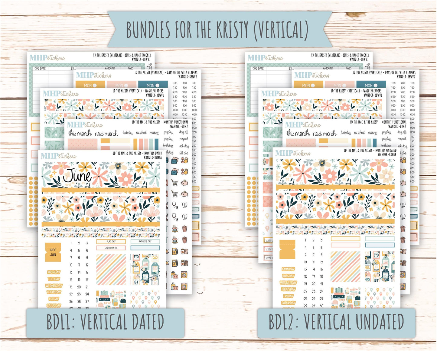 JUNE 2026 Stickers for the Mae & Kristy Laurel Denise Planners "Wander" || BB