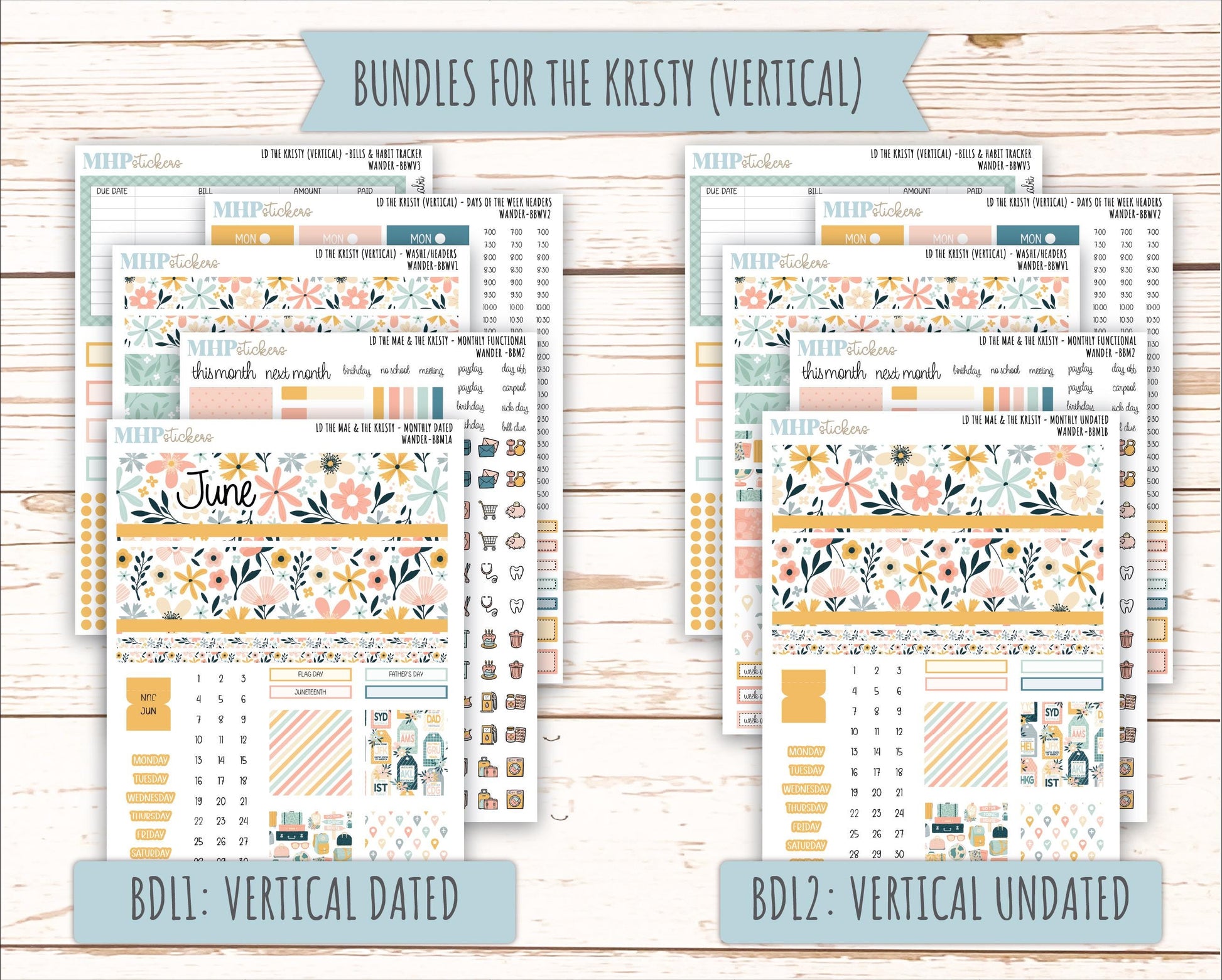 JUNE 2026 Stickers for the Mae & Kristy Laurel Denise Planners "Wander" || BB