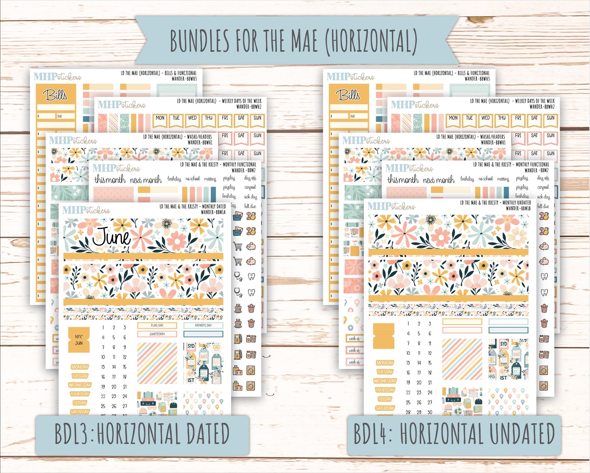 JUNE 2026 Stickers for the Mae & Kristy Laurel Denise Planners "Wander" || BB