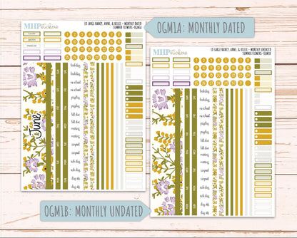 JUNE 2026 Stickers for Large Nancy, Anne, & Billie. Laurel Denise Planners. "Summer Flowers" || OG
