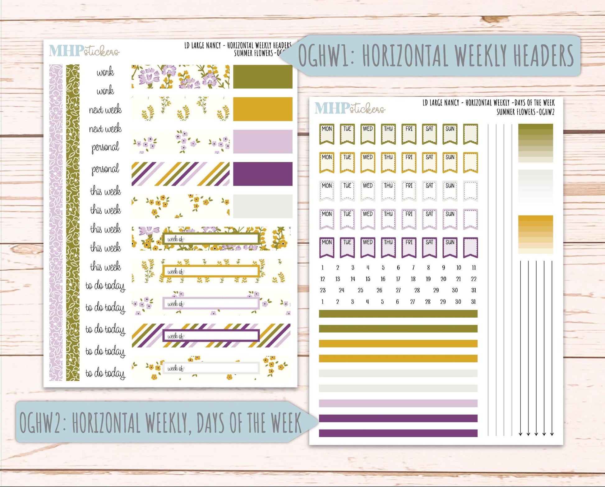 JUNE 2026 Stickers for Large Nancy, Anne, & Billie. Laurel Denise Planners. "Summer Flowers" || OG