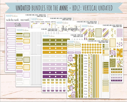 JUNE 2026 Stickers for Large Nancy, Anne, & Billie. Laurel Denise Planners. "Summer Flowers" || OG