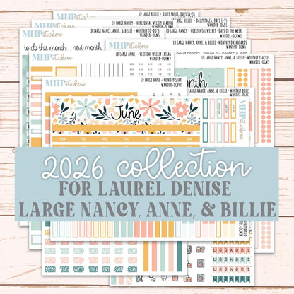 JUNE 2026 Stickers for Large Nancy, Anne, & Billie Planners. Laurel Denise Planners. "Wander" || OG