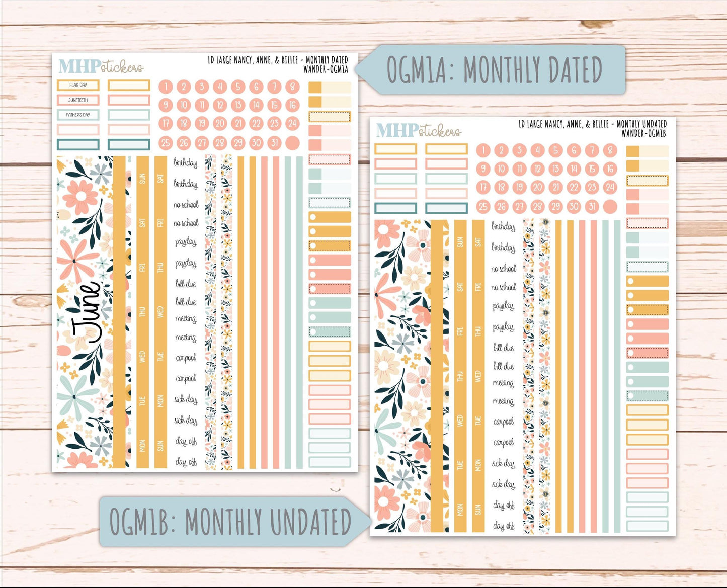 JUNE 2026 Stickers for Large Nancy, Anne, & Billie Planners. Laurel Denise Planners. "Wander" || OG
