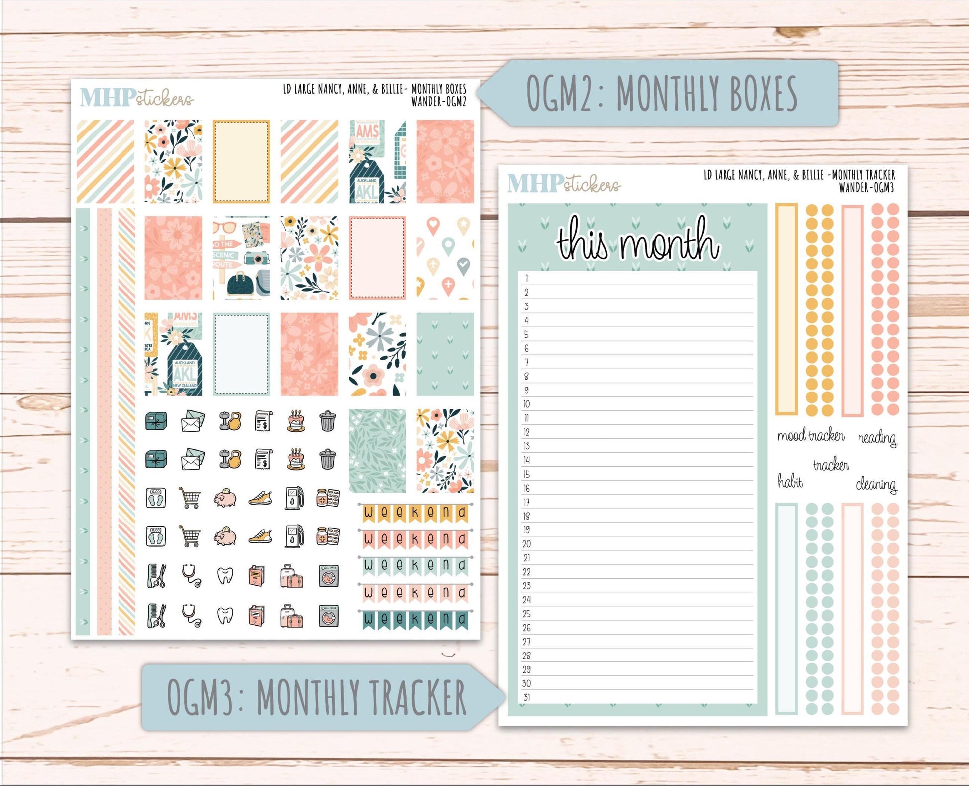 JUNE 2026 Stickers for Large Nancy, Anne, & Billie Planners. Laurel Denise Planners. "Wander" || OG