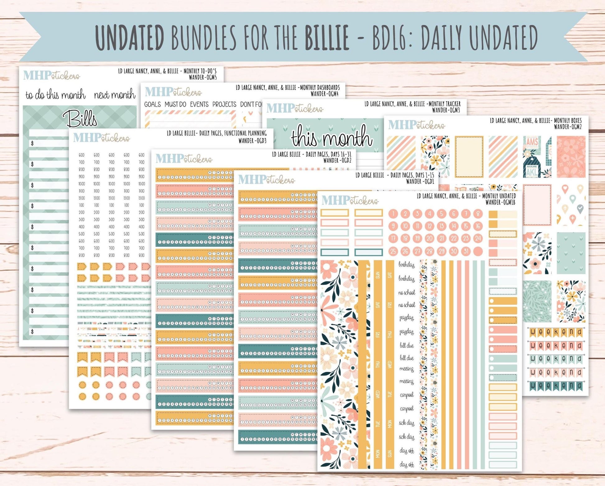 JUNE 2026 Stickers for Large Nancy, Anne, & Billie Planners. Laurel Denise Planners. "Wander" || OG