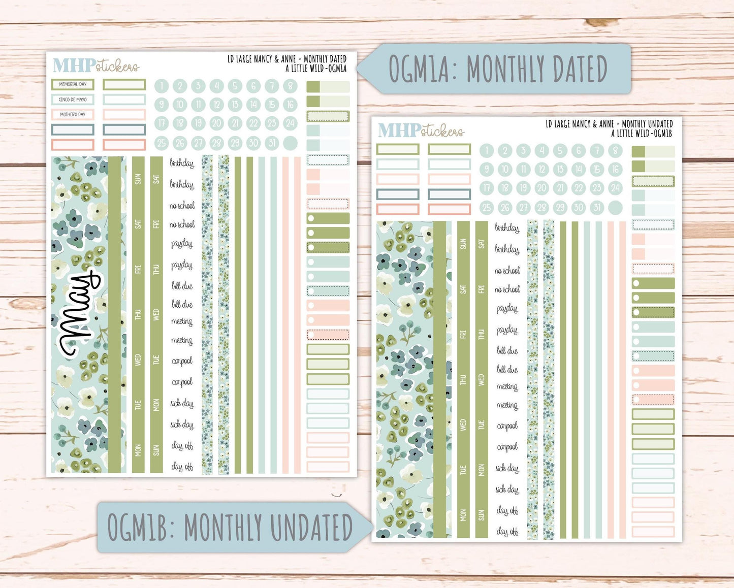 MAY 2026 Stickers for Large Nancy & Anne Planners for Laurel Denise Planners. "A LIttle Wild" || OG