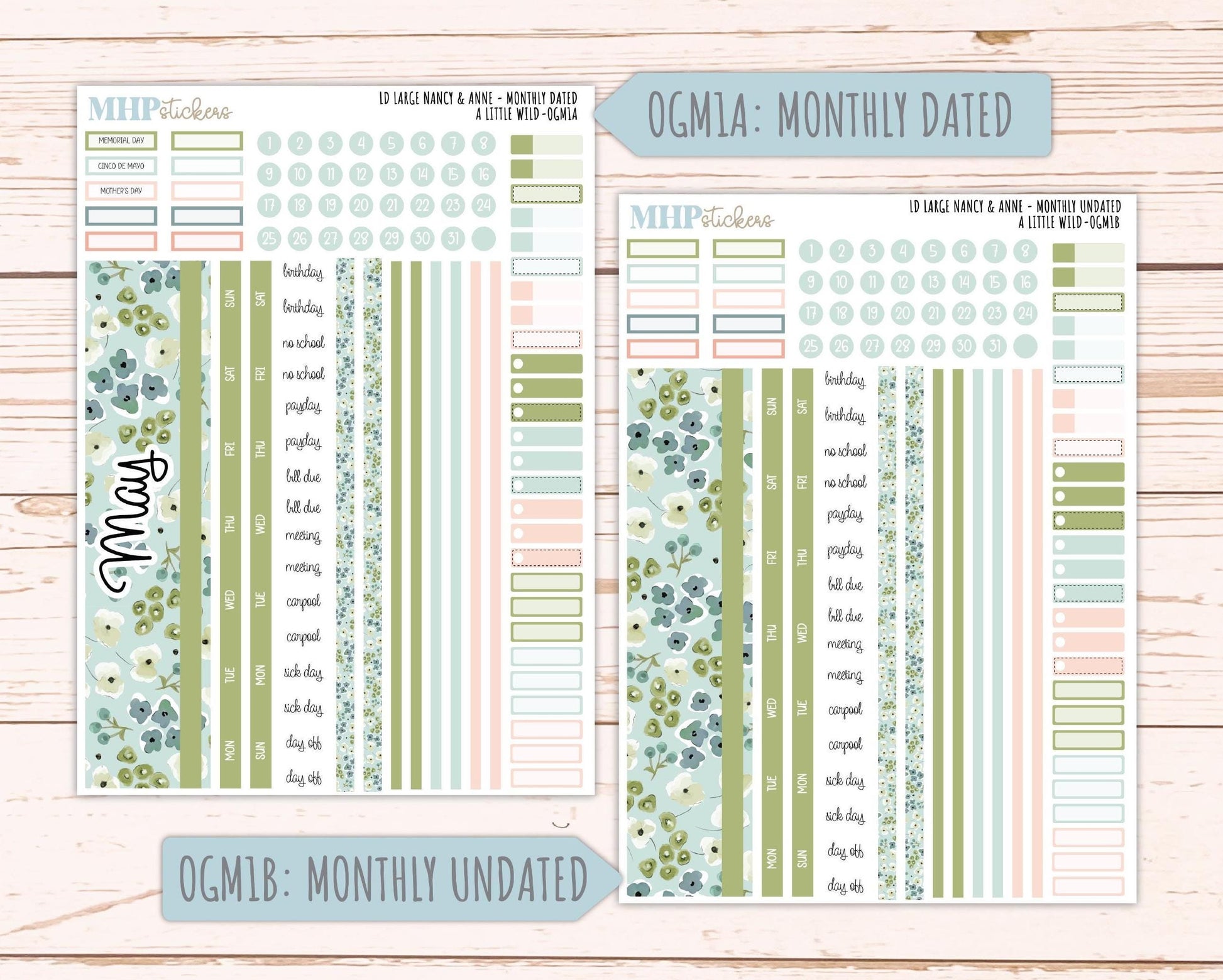 MAY 2026 Stickers for Large Nancy & Anne Planners for Laurel Denise Planners. "A LIttle Wild" || OG