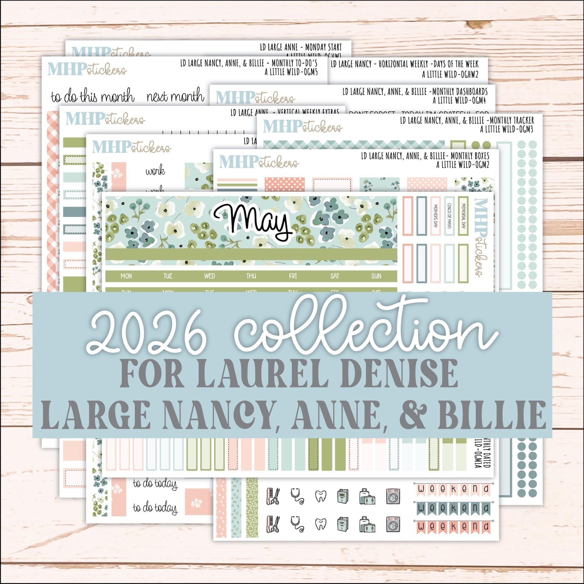 MAY 2026 Stickers for Large Nancy & Anne Planners for Laurel Denise Planners. "A LIttle Wild" || OG
