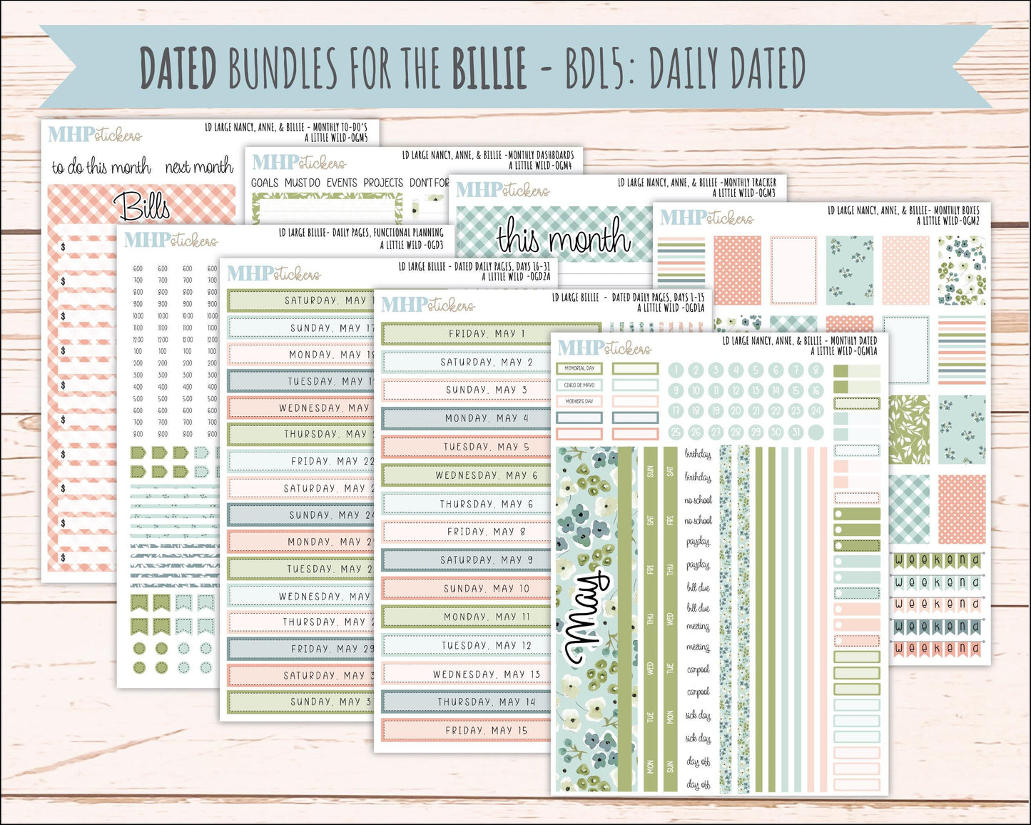 MAY 2026 Stickers for Large Nancy & Anne Planners for Laurel Denise Planners. "A LIttle Wild" || OG