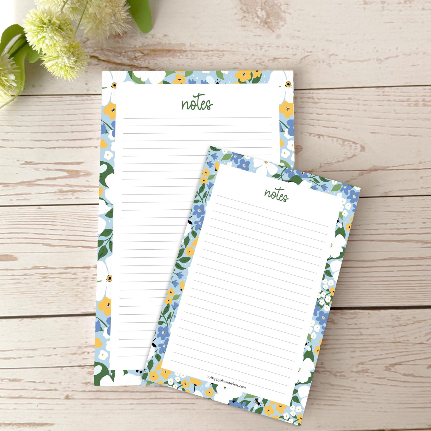 Lined Tear-Off Notepads. Personalized Notepad. "Bee's Knees Flowers"