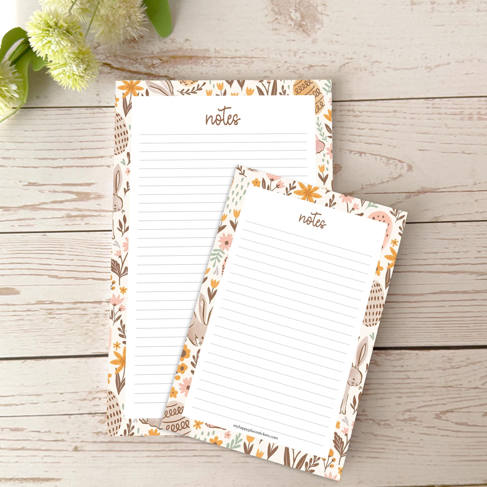 Lined Tear-Off Notepads. Personalized Notepad. "Easter Garden" || NP