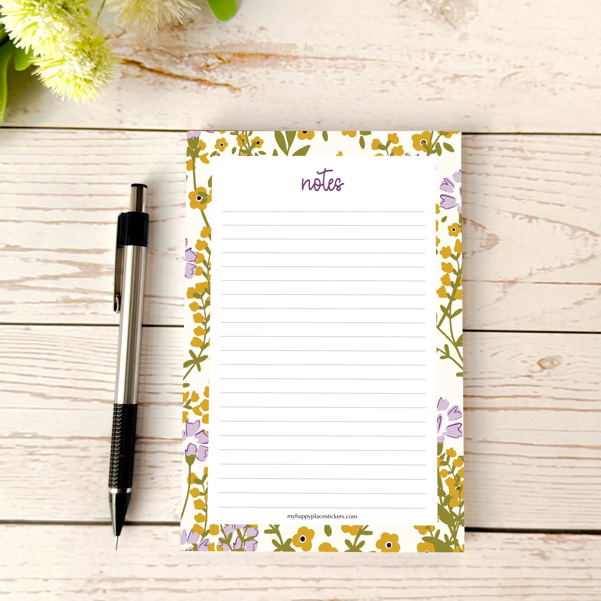 Lined Tear-Off Notepads. Personalized Notepad. "Summer Flowers" || NP