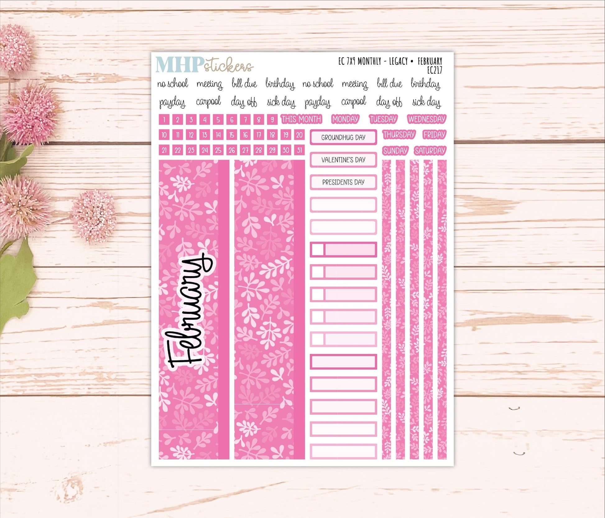 Monthly Headers for 7x9 Erin Condren Planners. LEGACY Color Way || EC217