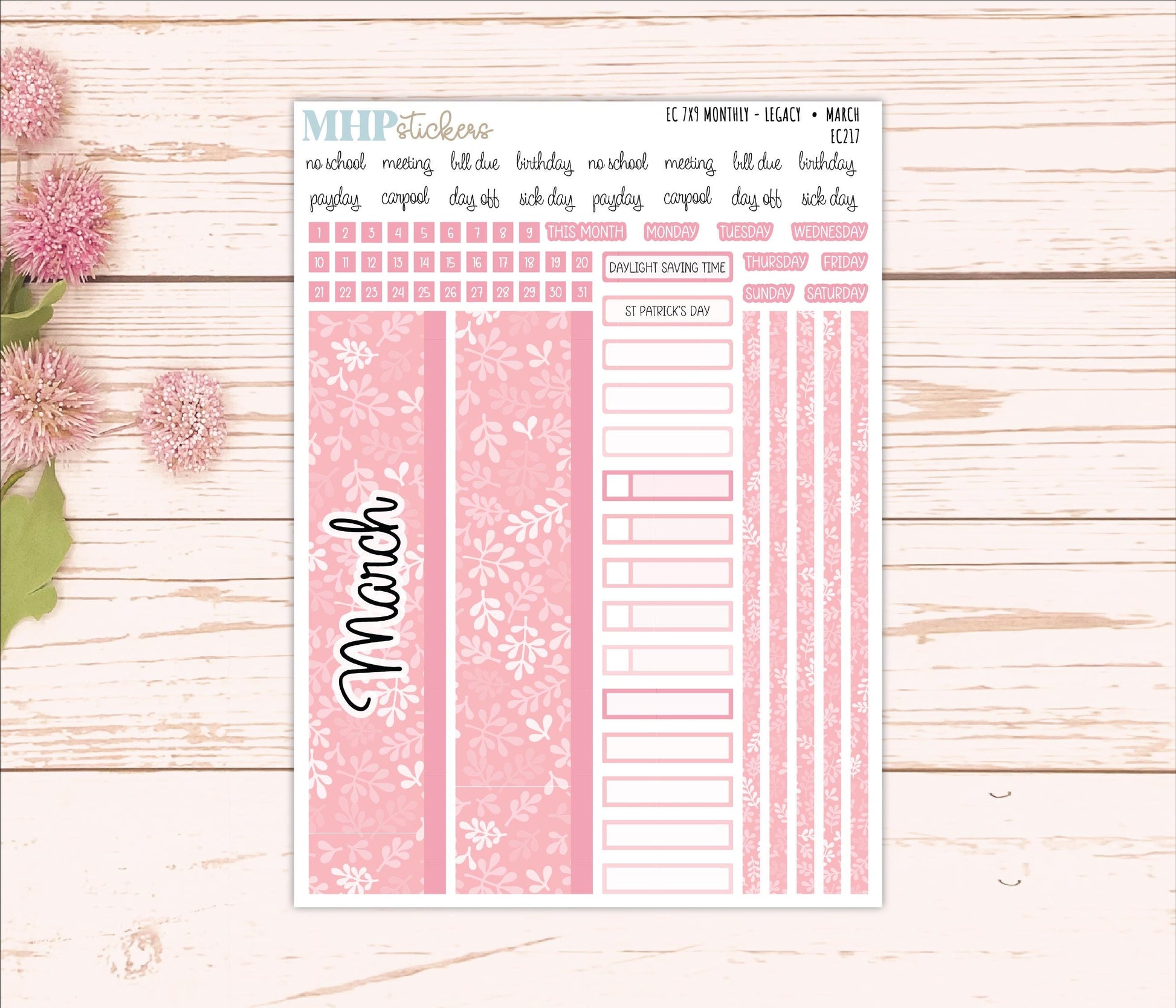 Monthly Headers for 7x9 Erin Condren Planners. LEGACY Color Way || EC217
