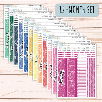 Monthly Headers for 7x9 Erin Condren Planners. LEGACY Color Way || EC217