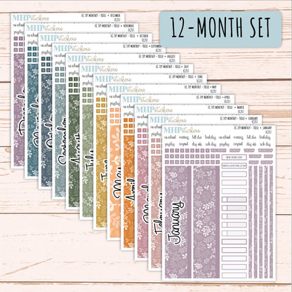 Monthly Headers for 7x9 Erin Condren Planners. TOILE Color Way || EC217