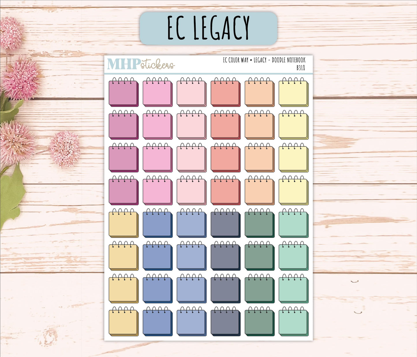 Notebook Doodle Planner Stickers. EC Color Way || B318