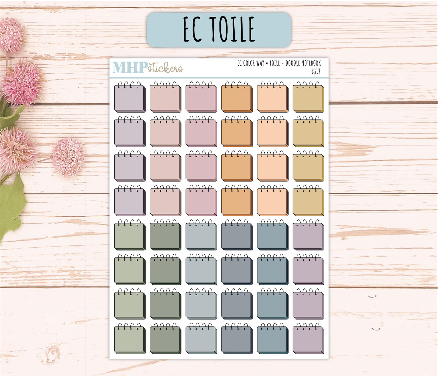 Notebook Doodle Planner Stickers. EC Color Way || B318