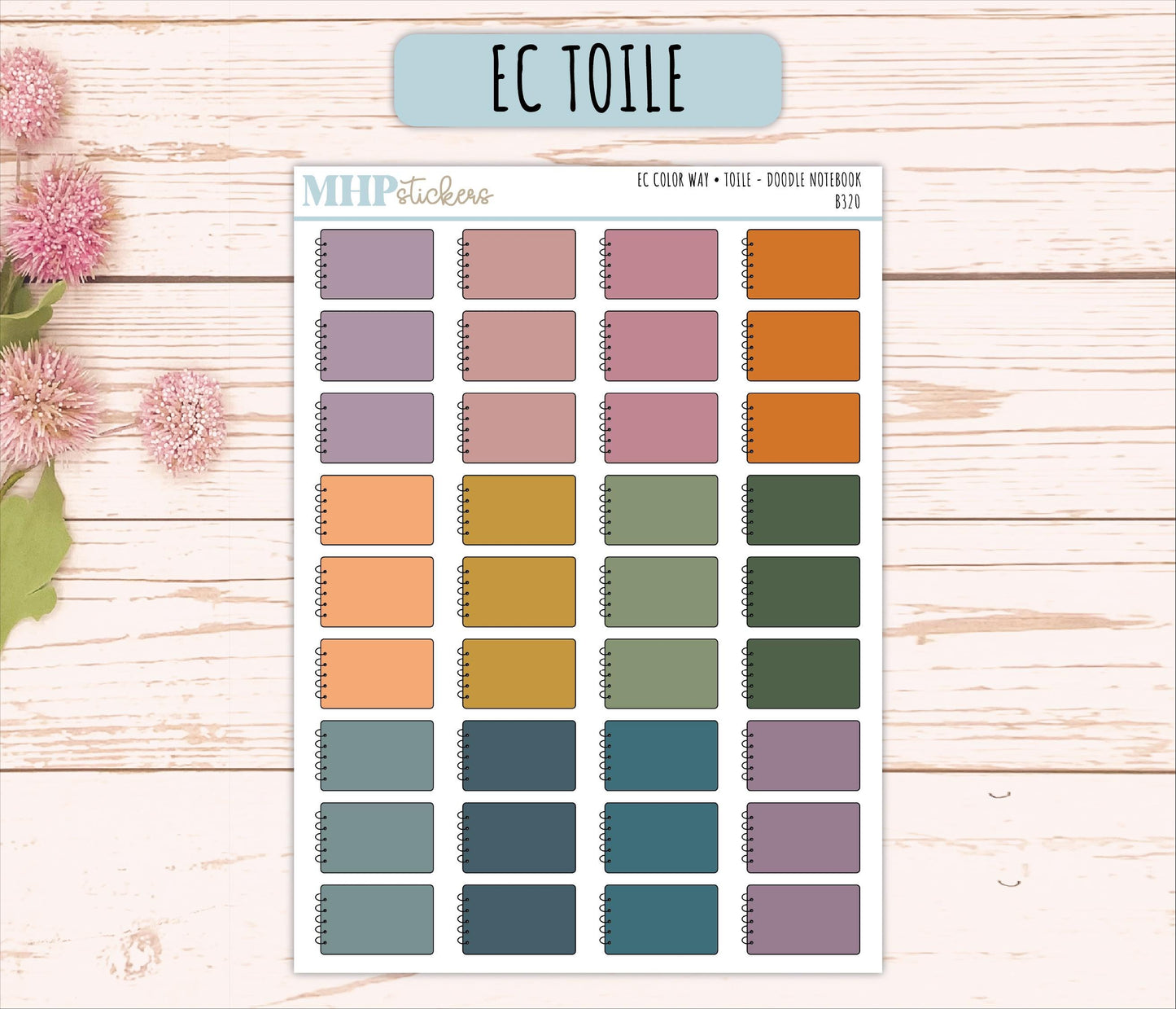 Notebook Doodle Planner Stickers. EC Color Way || B320