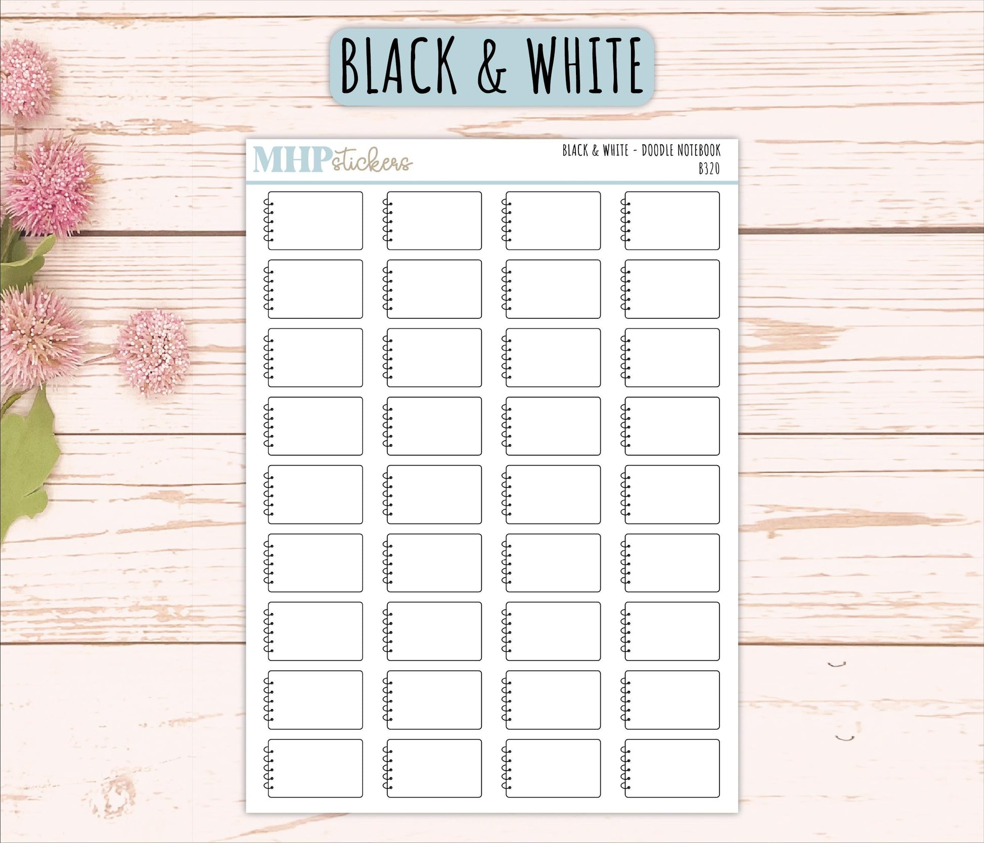 Notebook Doodle Planner Stickers. EC Color Way || B320