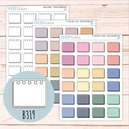 Notebook Page Doodle Planner Stickers. EC Color Way || B319