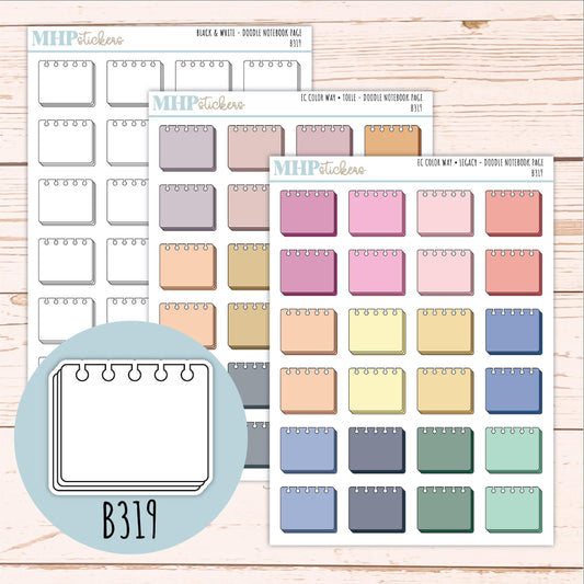 Notebook Page Doodle Planner Stickers. EC Color Way || B319