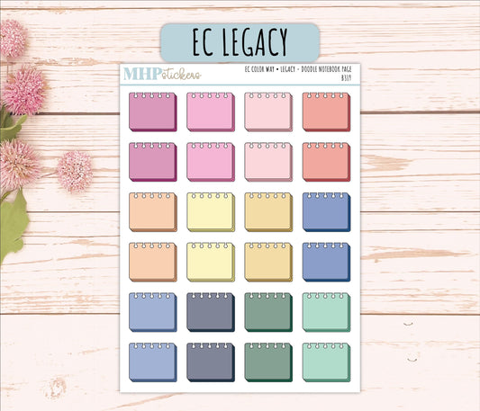 Notebook Page Doodle Planner Stickers. EC Color Way || B319