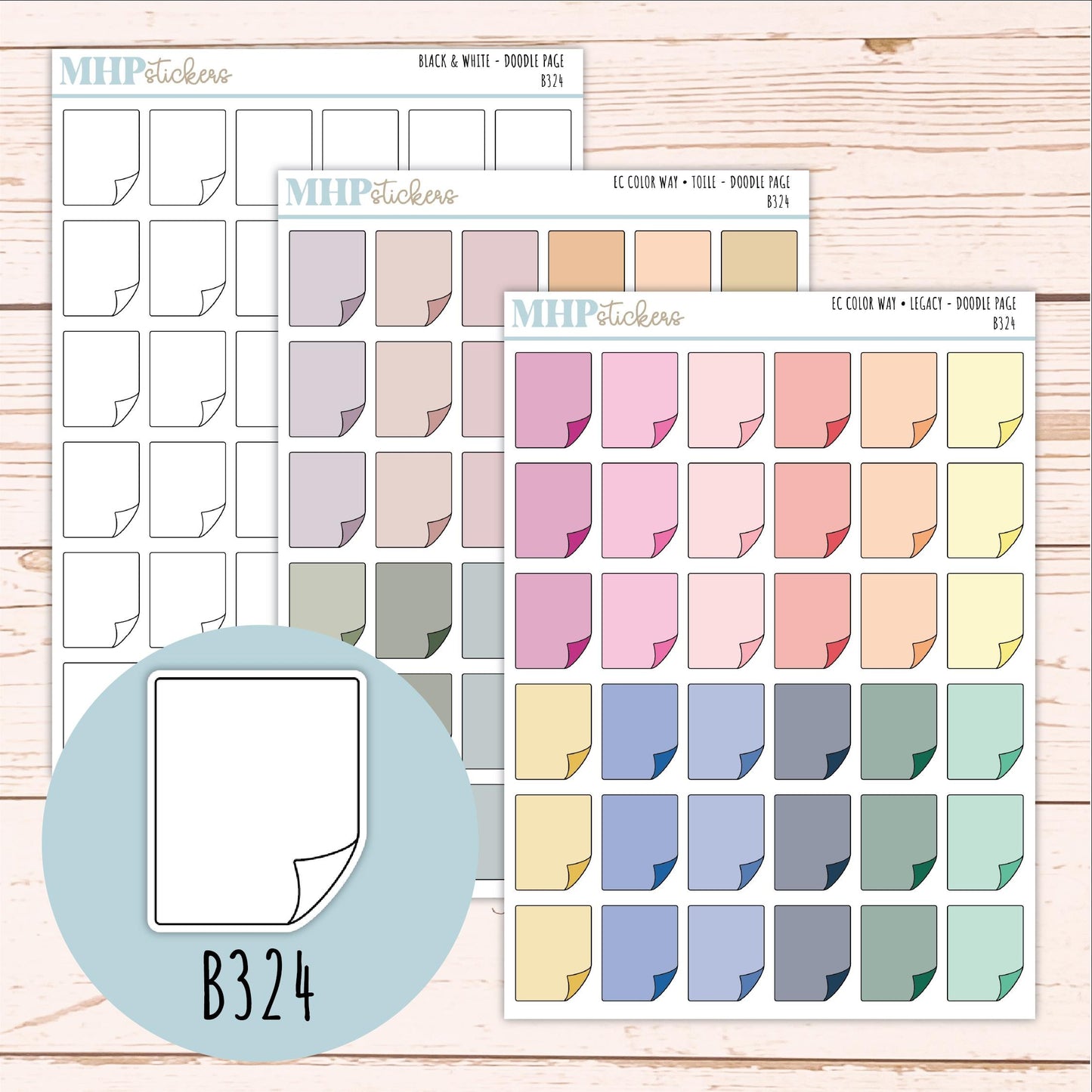 Page Doodle Planner Stickers. EC Color Way || B324