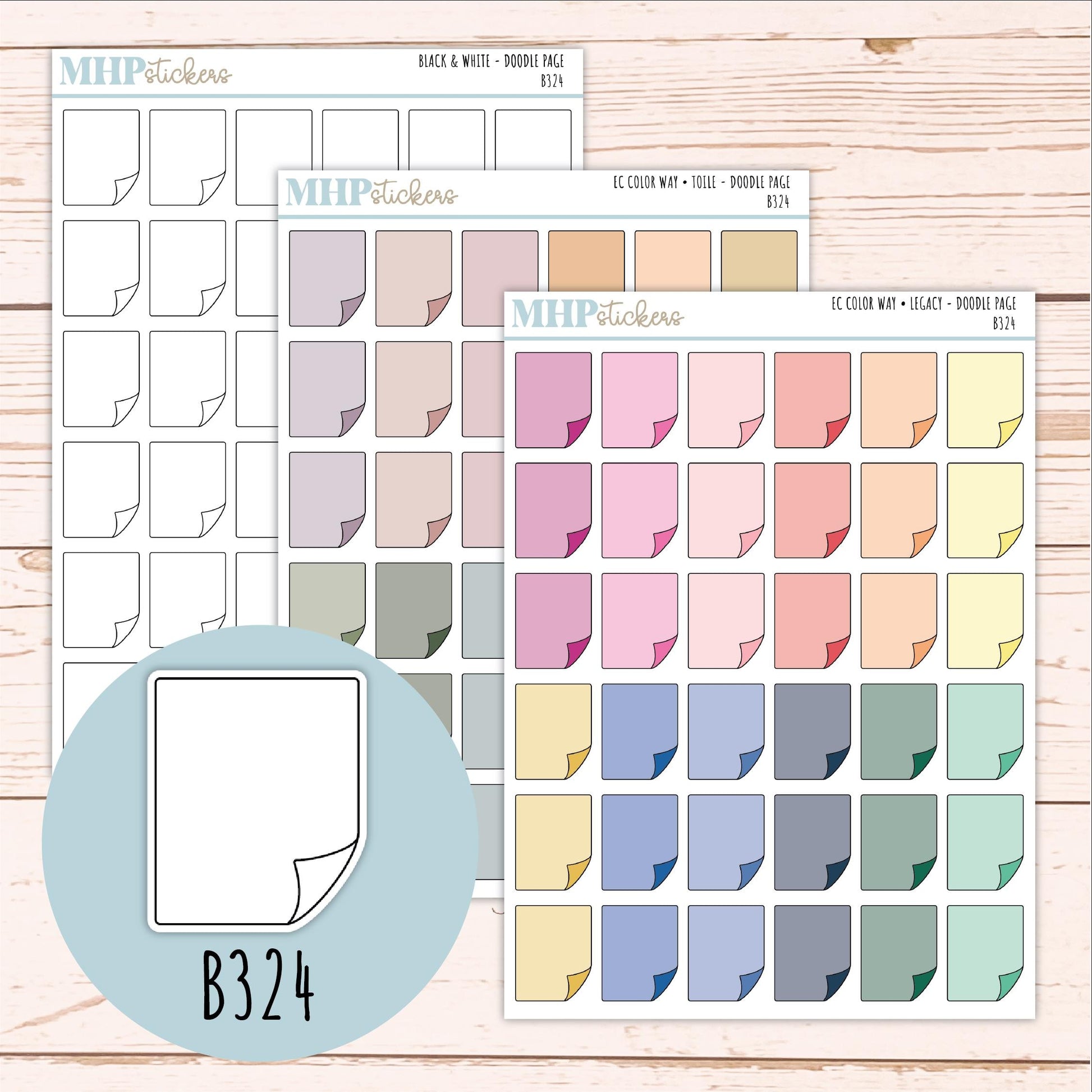 Page Doodle Planner Stickers. EC Color Way || B324