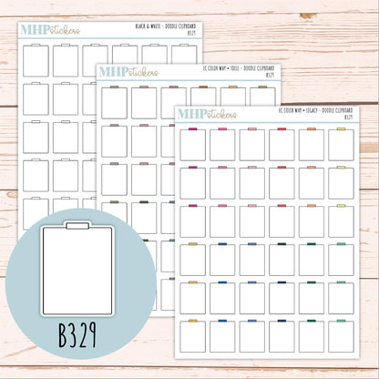 Clipboard Doodle Planner Stickers. EC Color Way || B329