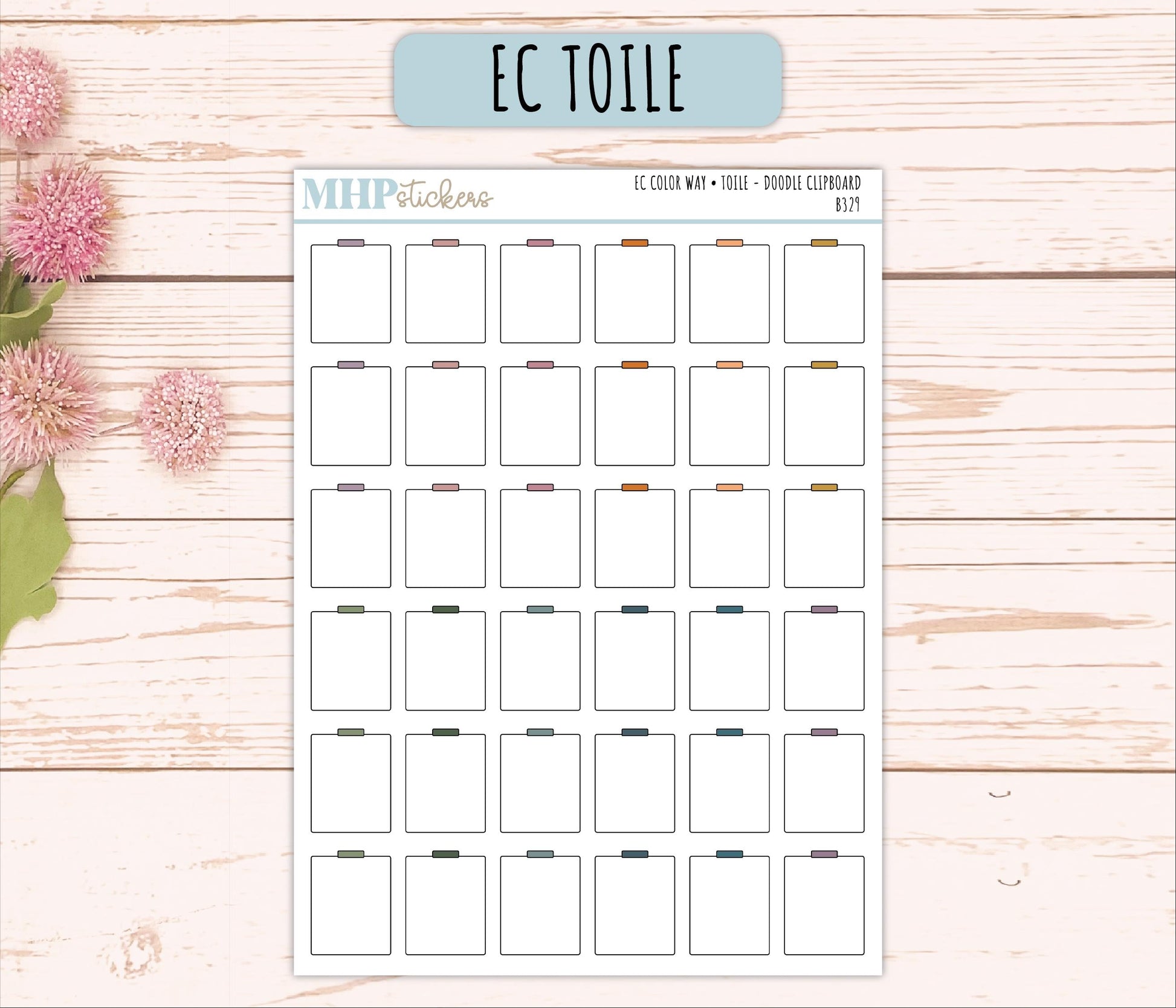 Clipboard Doodle Planner Stickers. EC Color Way || B329