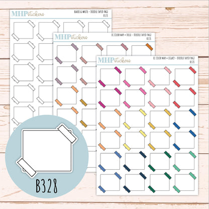 Taped Page Doodle Planner Stickers. EC Color Way || B328