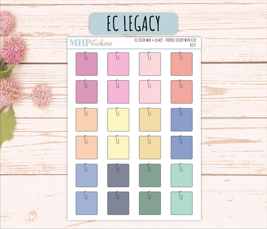 Sticky Note with Clip Doodle Planner Stickers. EC Color Way || B327