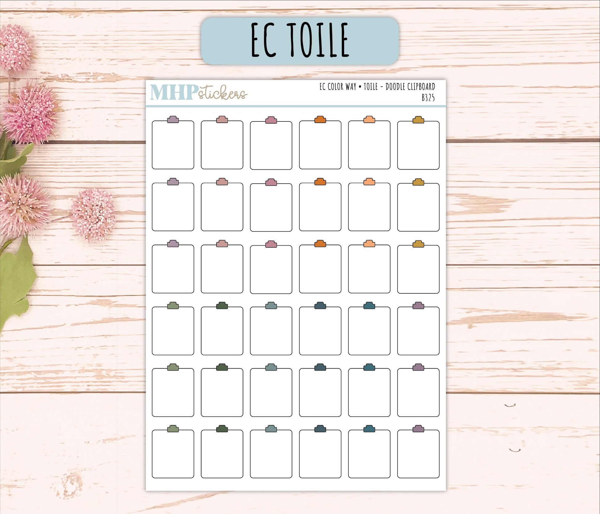 Clipboard Doodle Planner Stickers. EC Color Way || B325