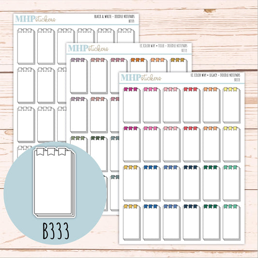 Notepad Doodle Planner Stickers. EC Color Way || B333