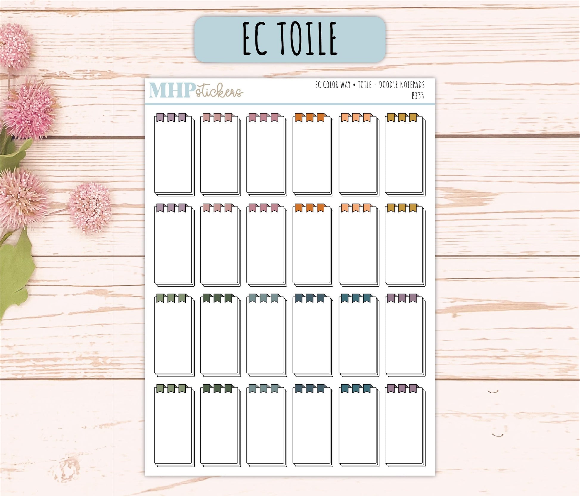 Notepad Doodle Planner Stickers. EC Color Way || B333
