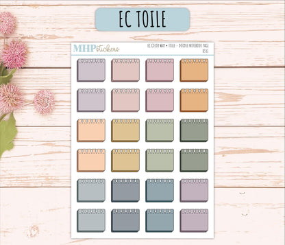 Notebook Page Doodle Planner Stickers. EC Color Way || B331