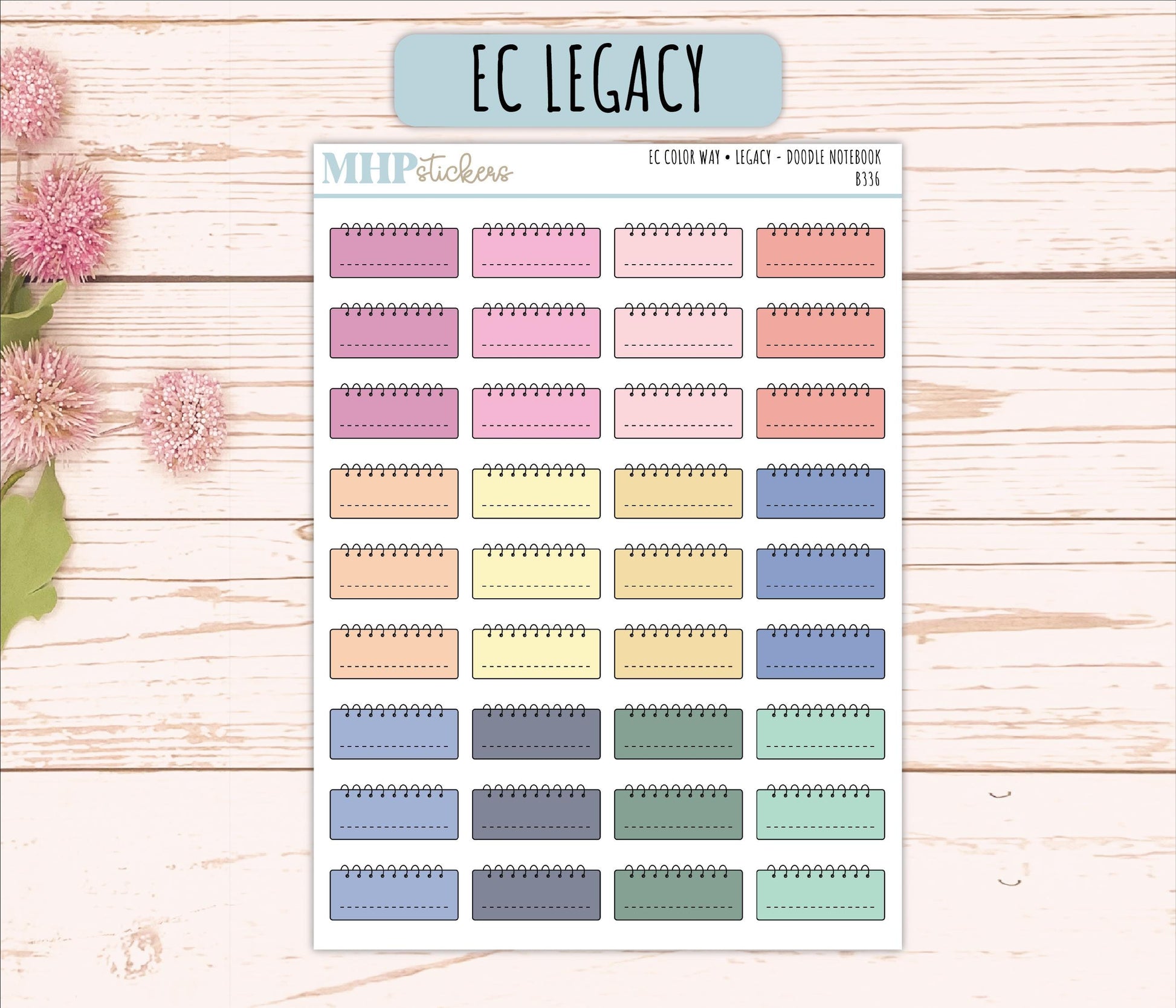 Notebook Doodle Planner Stickers. EC Color Way || B336