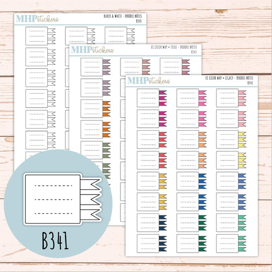 Note Doodle Planner Stickers. EC Color Way || B341