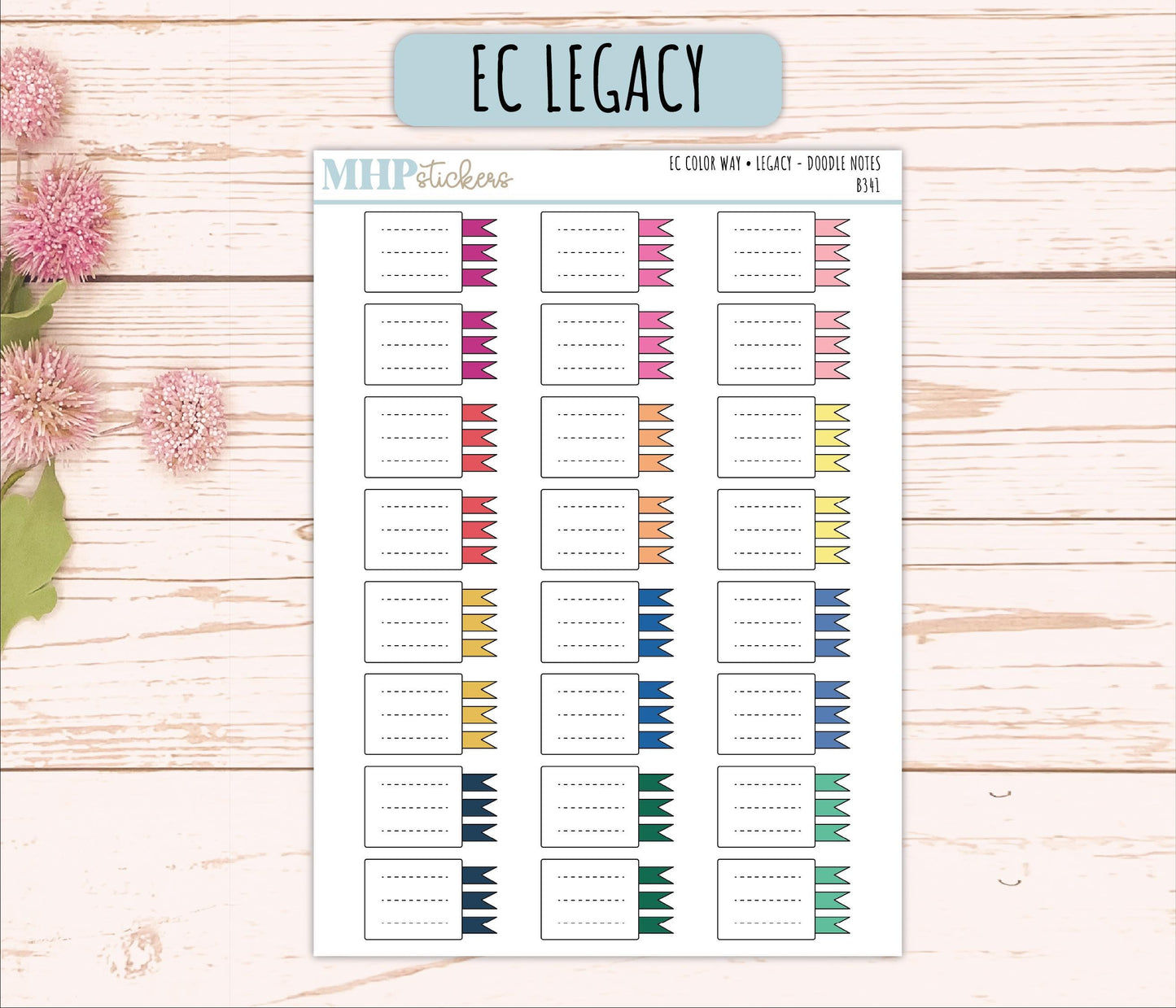 Note Doodle Planner Stickers. EC Color Way || B341