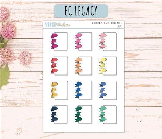 Notes Doodle Planner Stickers. EC Color Way || B340
