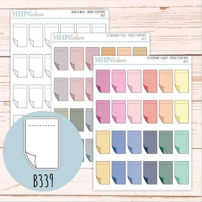 Sticky Note Doodle Planner Stickers. EC Color Way || B339