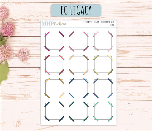 Taped Note Doodle Planner Stickers. EC Color Way || B338