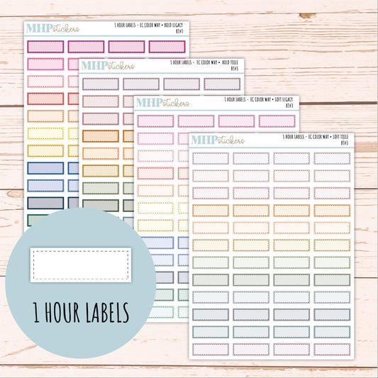1 Hour Labels for EC Planners. EC Color Way || B343