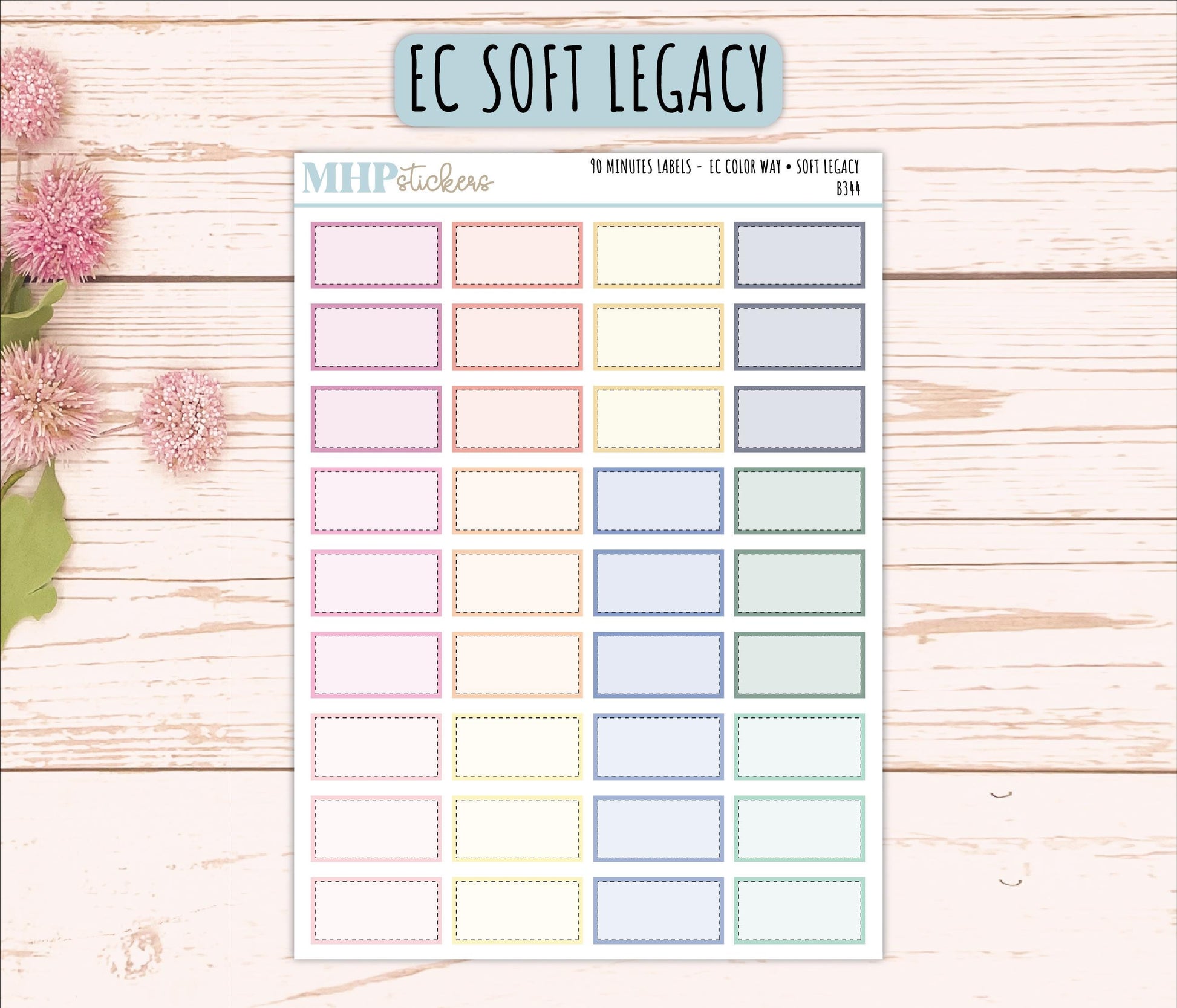 90 Minutes Labels for EC Planners. EC Color Way || B344